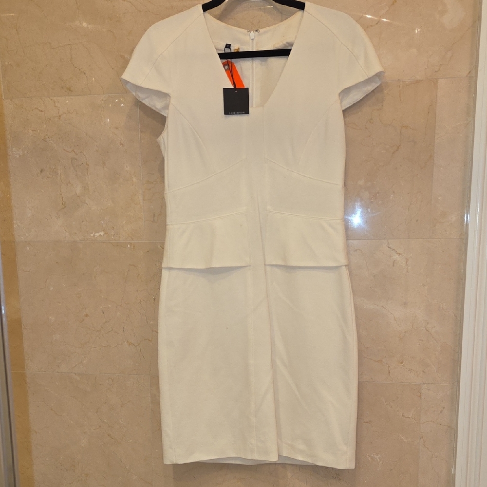 NWT WOMEN'S 4. COLLECTIVE WHITE PEPLUM COCKTAIL DRESS SZ 8 $180
